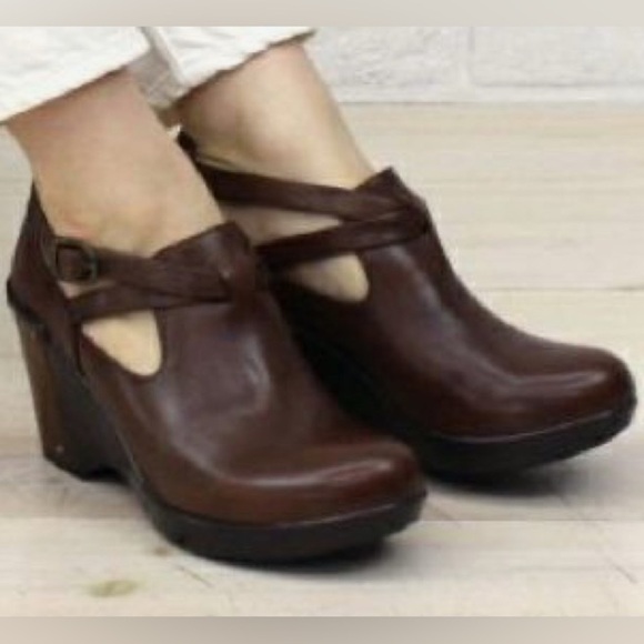 DANSKO Franka leather round toe platform wedge studded 3.5” heel boho clog 9 - Picture 1 of 14